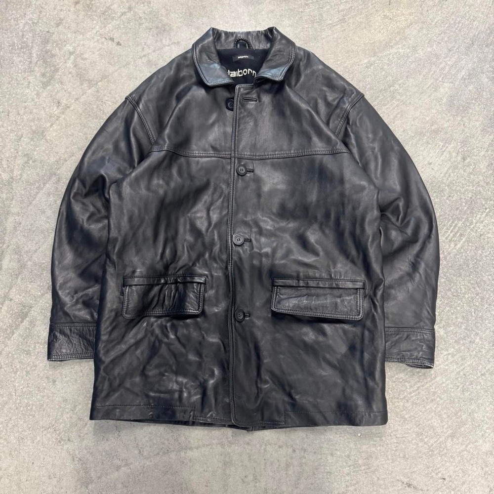 Men's Lambskin Leather Car Coat Button Front Soft Lamb Leather Medium